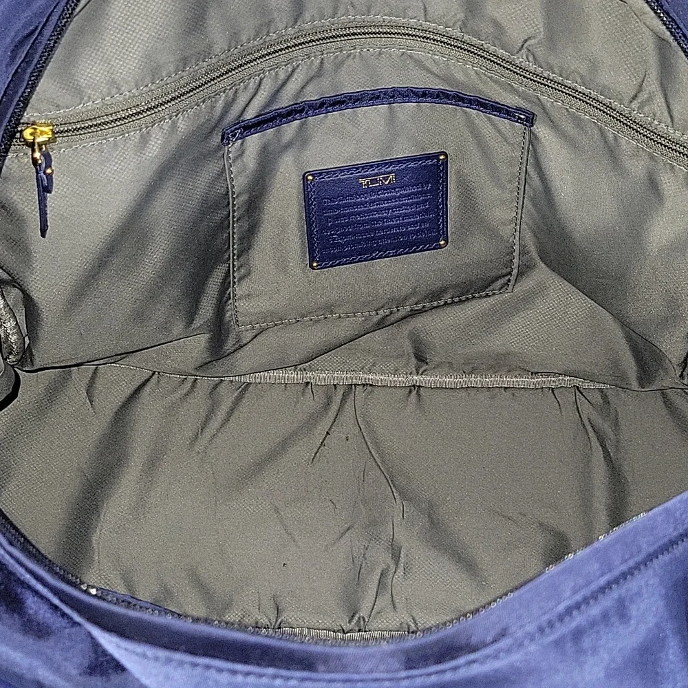 Tumi Blue Nylon/Leather Business Tote Bag